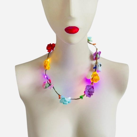 New Light-up Flower Lei Garland Party Decor 2 Floral Multicolor Necklace Set - Picture 1 of 6